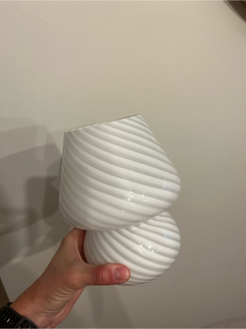 Cordless rechargeable Swirled White Ceramic Vase